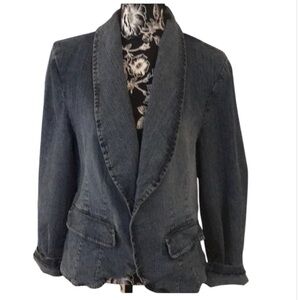 Duplex size 1X blue Denim Women's Jacket with stretch